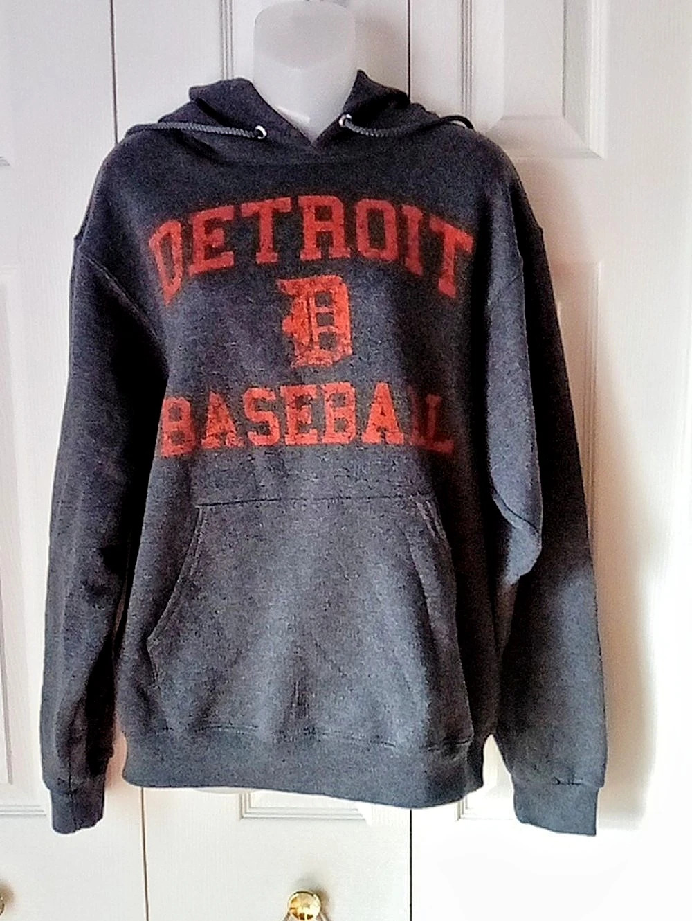 JERZEES Nublend Detroit Baseball Hoodie Gray & Orange Medium